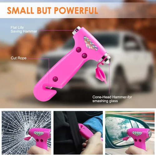 Miniatura 6 de THINKWORK Kit de Emergencia para Automóvil para Regalos de Adolescentes y Damas, Kit de Asistencia en Carretera de Emergencia Rosa con Compresor