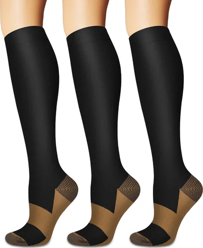 Miniatura 16 de Calcetines de compresión para mujeres y hombres circulación (3 pares) son el mejor apoyo para correr, atletismo, ciclismo, senderismo 01 Negro