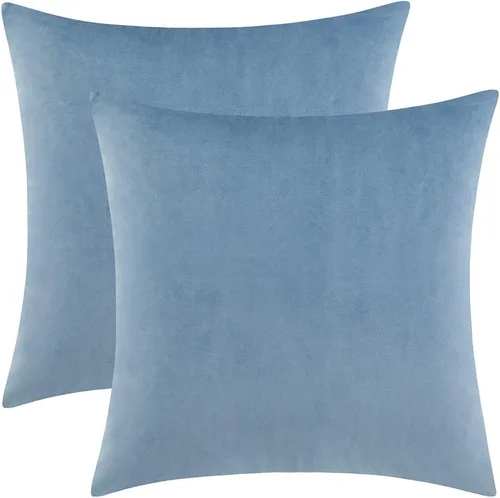 Miniatura 10 de Juego de 2 fundas de almohada de terciopelo para sofá y cama, 18 x 18 pulgadas, color malva