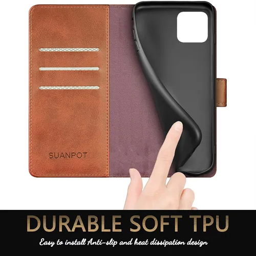 Miniatura 6 de SUANPOT Funda de piel tipo cartera para iPhone 11 de 6.1 pulgadas (Non 11 Pro de 5.8 pulgadas) con bloqueo RFID, soporte para tarjetas de crédito