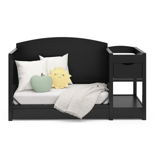 Miniatura 11 de Graco Bellwood - Cuna convertible 5 en 1 y cambiador con cajón (negro) - Certificado GREENGUARD Gold, cajón de almacenamiento de tamaño completo, se