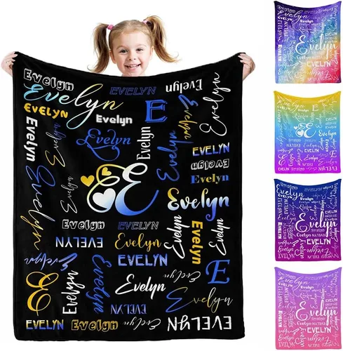 Miniatura 11 de Manta personalizada AOFUN con texto de nombre para adultos y niños, regalo para cumpleaños, boda, Día de San Valentín, 40x30 pulgadas, Estilo 1
