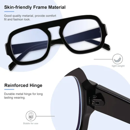 Miniatura 4 de Aviator Blue Light Blocking Glasses for Women Men Square Flat Top Computer TV Eyeglasses Anti Eyestrain