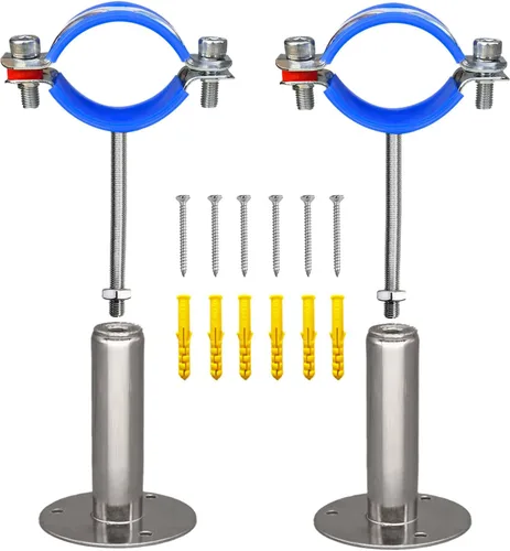 Miniatura 5 de Soportes de tubería de montaje en techo para montaje en pared, abrazaderas de tubo ajustables, perchas 、 acero inoxidable 304, 2 piezas adecuadas