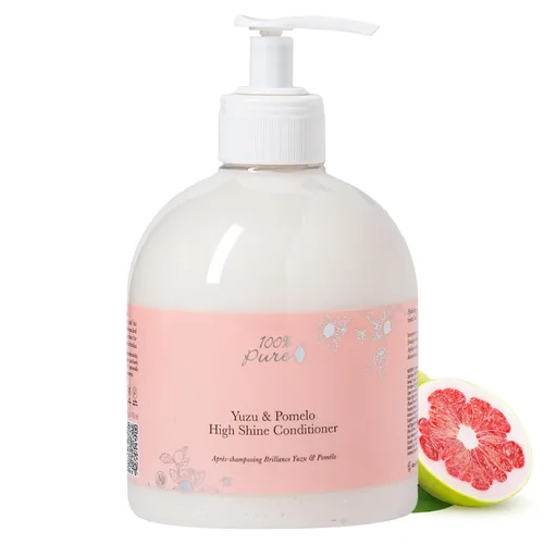 100% PURE Yuzu & Pomelo - Acondicionador brillante, revitalizante e hidratante, estimulante de nutrientes del aceite de semilla de lino Kelp y