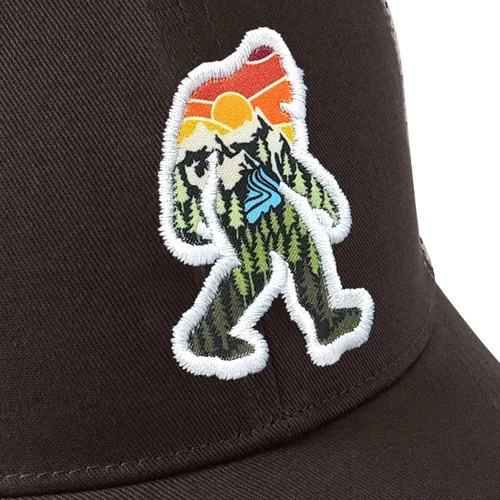 Miniatura 2 de Gorra de cuero de malla Bigfoot para hombre, gran cierre de Snapback, sombrero Sasquatch para caza y senderismo