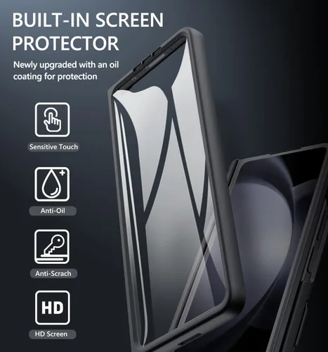 Miniatura 7 de GBEE Funda para Samsung Galaxy Z Fold 5 con función atril, protector de pantalla, tarjetero y cubierta deslizante para cámara y protección de Negro