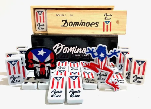Juego de dominó Puerto Rico para adultos, regalo doble de seis Dominó puertorriqueño, estilo boricua viene con bandera de relaciones públicas