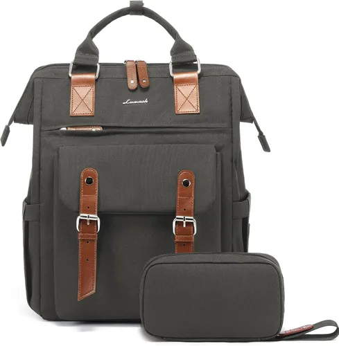 Miniatura 44 de LOVEVOOK - Mochila para laptop de mujer, bolsa de trabajo, viaje, computadora, mochila para maestra o enfermera, bolsa para libros, beige verde
