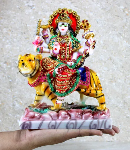 Miniatura 4 de Esplanade Maa Durga MATA Rani Murti - Estatua de ídolo para mandir del hogar, resina, 10 pulgadas, multicolor