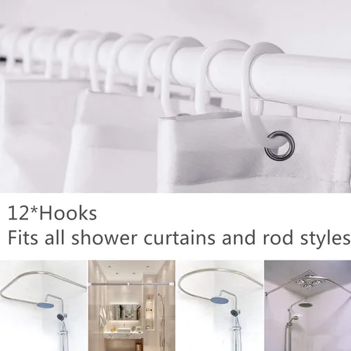 Miniatura 8 de RosieLily Cortinas de ducha, juego de cortinas de ducha florales con 12 ganchos, cortinas de ducha coloridas florales y hojas, decoración de baño