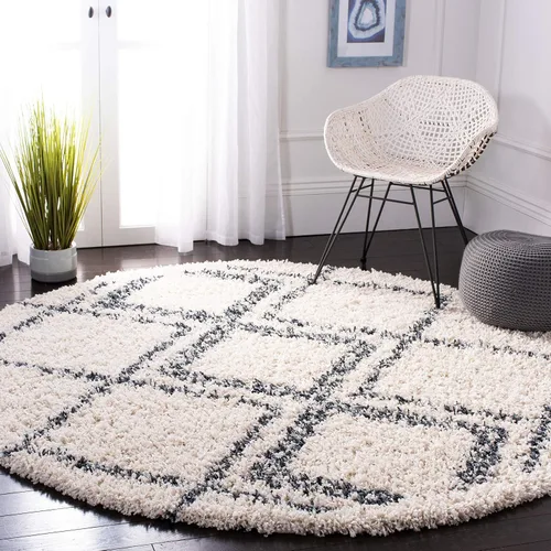 Miniatura 10 de SAFAVIEH Pro Luxe Shag Collection - Alfombra de pasillo, 2 pies 6 pulgadas x 6 pies, color crema y azul, diseño de borlas bohemias, no desprende