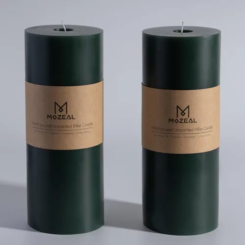 Miniatura 115 de MOZEAL Velas grandes sin perfume vertidas a mano de 3 x 8 pulgadas, sin humo, juego de 2, combustión lenta, sin goteo, aproximadamente 150 horas