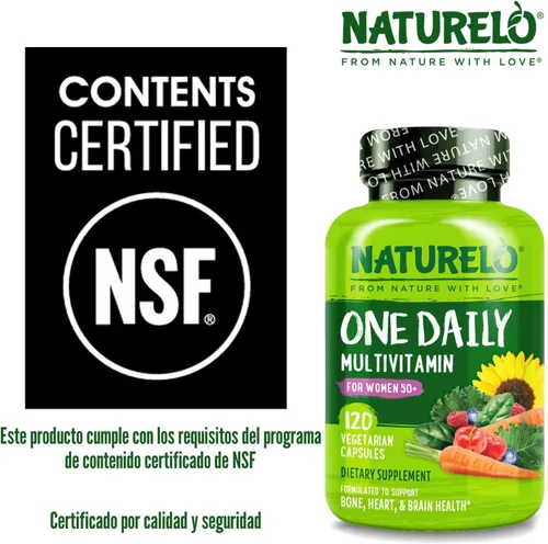 Miniatura 5 de NATURELO One Daily Multivitamínico para mujeres mayores de 50 años (sin hierro), apoyo para la menopausia para mujeres mayores de 50 años