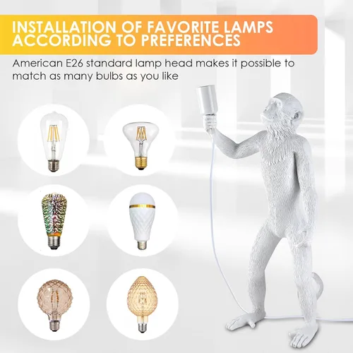 Miniatura 4 de Moderna lámpara de mesa de resina con forma de mono, lámpara de escritorio, lámpara de animales, luz LED de cabecera para decoración del hogar, sala