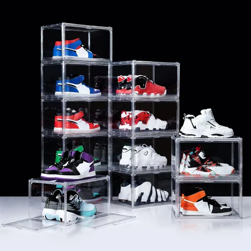 Miniatura 7 de Paquete de 12 cajas para zapatos, contenedor de caja para zapatillas de plástico acrílico transparente apilable, caja organizadora de zapatos