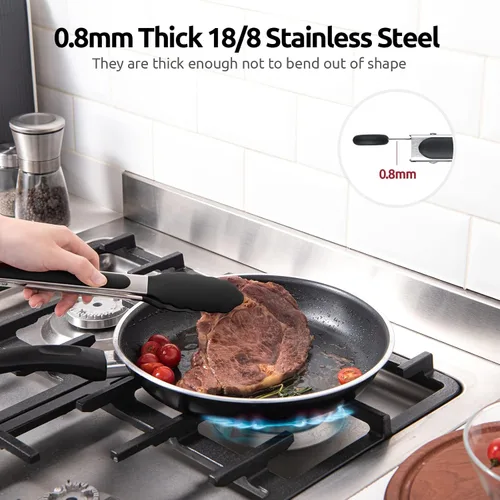 Miniatura 5 de Pinzas de cocina resistentes al calor de 600ºF: U-Taste de 9 pulgadas, pinza de cocina de silicona con puntas de goma antiadherentes firmemente Negro