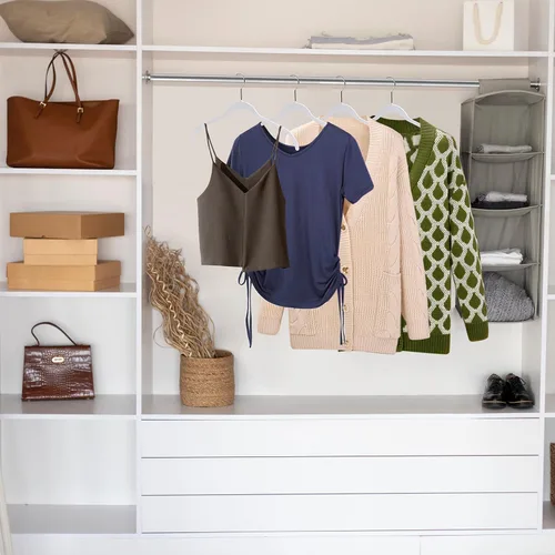 Miniatura 7 de Quality Hangers Perchas de plástico que no son de terciopelo para la ropa, juego de perchas resistentes para ropa, perchas para armario que ahorran