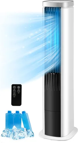 DORTALA Enfriador de aire evaporativo, ventilador de torre de enfriamiento portátil 3 en 1 con control remoto, 4 velocidades, temporizador 7H, 4