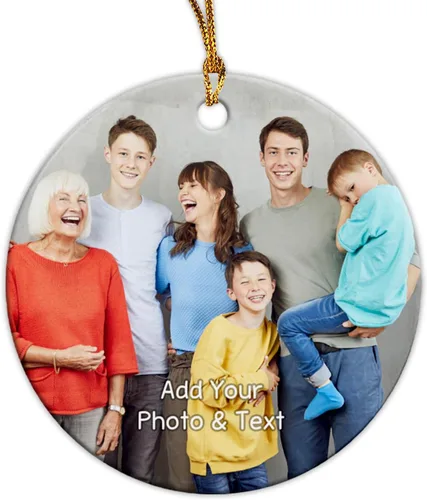 Miniatura 27 de Adorno de Navidad con foto personalizada 2025 para la familia, aniversario como el señor y la señora abuelos, carga cualquier imagen, cualquier foto
