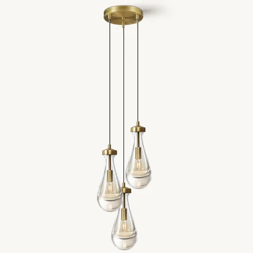 Miniatura 13 de Luces Colgantes Modernas en Forma de Gota de Lluvia, Lámparas Colgantes de Latón de 2 Luces para Isla de Cocina, Iluminación Colgante Dorada