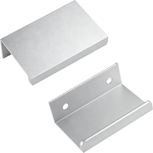 Miniatura 10 de Tiradores negros de 1.38 pulgadas para gabinete, 10 unidades, espacio entre agujeros de 0.63 pulgadas, tiradores de borde de aleación de aluminio