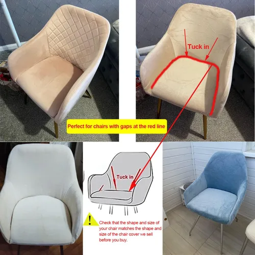 Miniatura 3 de Fundas protectoras de terciopelo elástico para sillas de comedor con brazos y respaldo curvado pequeño, juego de 6/4/2 para cocina, oficina, hogar