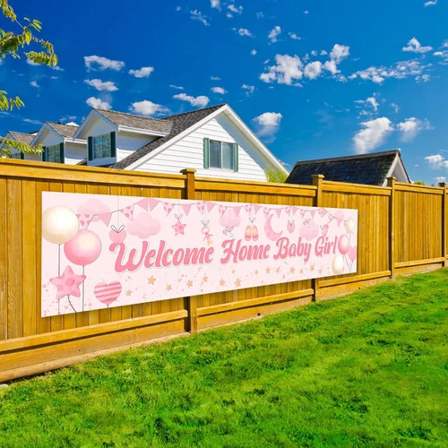 Miniatura 5 de Cartel de bienvenida a casa para bebé, decoración de baby shower para niñas, letrero de tela grande para revelación de género, suministros