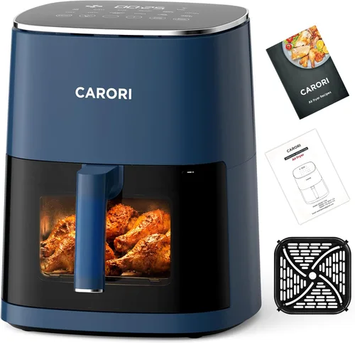 Miniatura 15 de CARORI Freidora de aire de 6 cuartos con ventana de visión, 12 preajustados, gran capacidad, 400 ℉ máximo crujiente, 1700 W comidas rápidas incluso