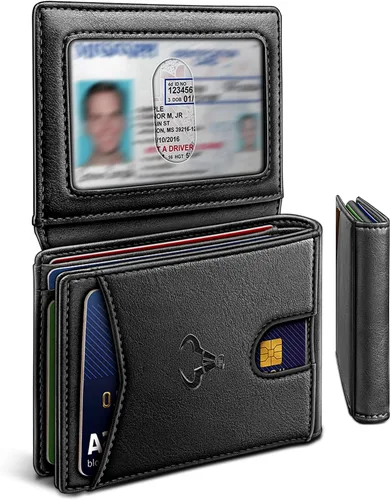 Miniatura 14 de BULLIANT Billetera para hombre, delgada de cuero, bolsillo frontal, tarjetero para regalo, para hombres, 11 ranuras con bloqueo RFID, Minimalista