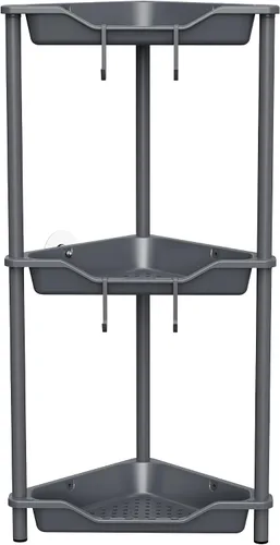 Miniatura 17 de Orimade Organizador de ducha esquinero de 2 niveles resistente a la oxidación, estante de esquina de piso de metal y plástico para baño, negro