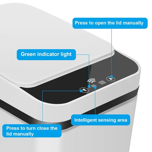 Miniatura 4 de Paquete de 2 Cubos de Basura para Baño, Cubo de Basura Inteligente sin Contacto, Cubo de Basura Automático con Sensor de Movimiento con Tapa, Cubo