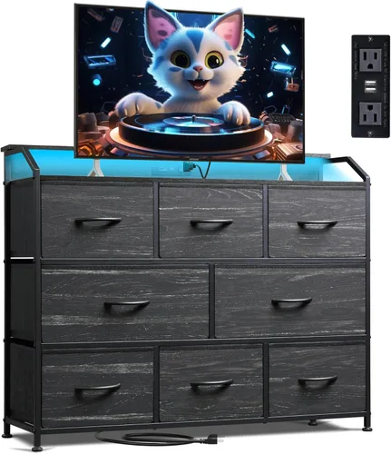 Miniatura 20 de WLIVE Cómoda para dormitorio con 8 cajones, cómoda de tela ancha para almacenamiento y organización, cómodas de dormitorio, cajonera para sala
