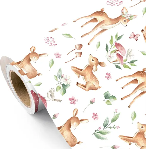 Miniatura 21 de WRAPAHOLIC Rollo de papel de regalo Kraft Animal - Mini Rollo - 17 pulgadas x 16.5 pies - Diseño de mono, elefante y dinosaurio lindos, perfecto
