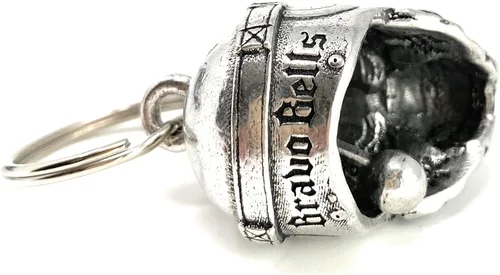 Miniatura 3 de Bravo Bells Gorilla Biker Diamond Bell - Accesorio de campana de motociclista o llavero para buena suerte en la carretera, plateado