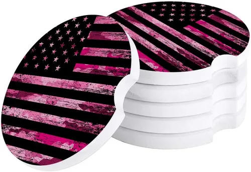 Miniatura 23 de Portavasos retro con la bandera estadounidense para mujeres/hombres, paquete de 4 posavasos absorbentes de cerámica para bebidas, juego de posavasos