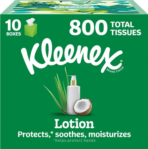 Miniatura 10 de Kleenex Loción de pañuelos faciales con aceite de coco, 8 cajas de cubos, 80 pañuelos por caja, 3 capas