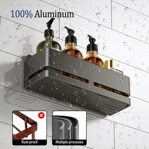 Miniatura 4 de Organizador de ducha, paquete de 2 estantes de ducha, estante de almacenamiento de baño resistente, organizador de baño de gran capacidad, sin