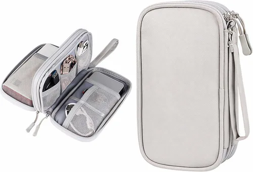 Miniatura 10 de Bolsa de almacenamiento portátil impermeable de doble capa todo en uno, organizador de cables de viaje, bolsa organizadora de accesorios