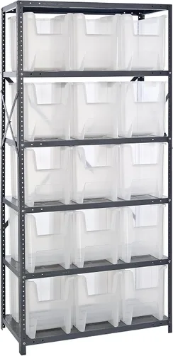 Miniatura 362 de Quantum QSBU-245BK Heavy Duty Shelving Unit with (7) Shelves and (24) QUS245 Black Bins for Garage Warehouse Storage Distribution 400 lb Load