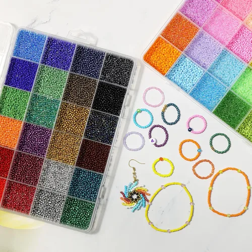 Miniatura 3 de Bala&Fillic Tamaño de 0.079 in, cuentas de semillas de 48 colores, alrededor de 38000 piezas en caja de almacenamiento, 12/0 cuentas de semillas
