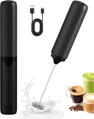 Espumador de leche recargable con cubierta, fácil de llevar, mezclador de bebidas de mano, varita espumadora eléctrica para café, café con leche,