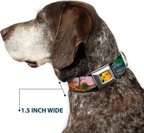 Miniatura 7 de Collar de perro Hebilla de cinturón de seguridad Rey León Simba Nala Escenas de crecimiento 9 a 15 pulgadas 1.0 pulgadas de ancho, DC-WDY039-S