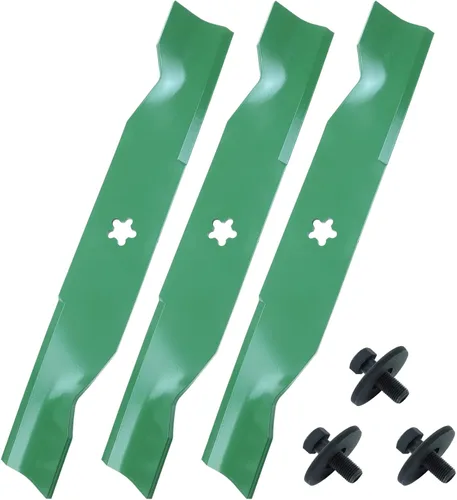 Miniatura 23 de GELASKA Paquete de 2 cuchillas 532138971 para cortacésped de alta elevación con pernos 532193003 – Compatible con cubiertas de cortacésped Craftsman