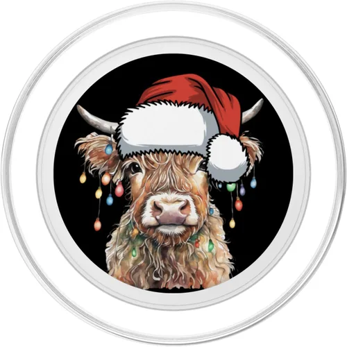 Miniatura 2 de Divertidas luces navideñas de vaca escocesa de las tierras altas de Navidad, cabeza de Papá Noel, PopSockets MagSafe PopGrip para iPhone