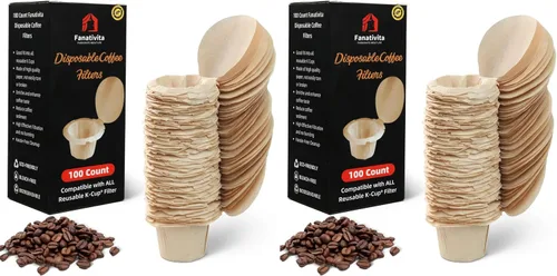 Miniatura 12 de 100 unidades de filtros K Cup Fanativita desechables con diseño de tapa inteligente, se ajustan a todas las tazas K reutilizables para Keurig