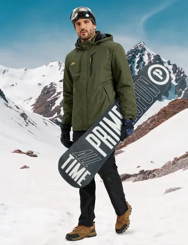 Miniatura 2 de MAGCOMSEN Chaqueta de invierno para hombre, chaqueta impermeable de esquí, nieve, abrigo de snowboard cálido con múltiples bolsillos