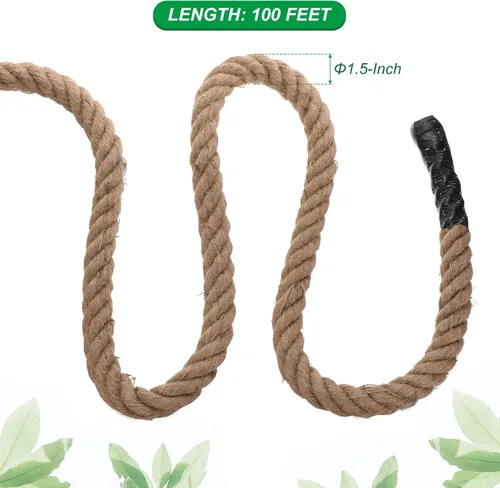 Miniatura 2 de PATIKIL Cuerda de yute de 1-1/2 pulgadas x 100 pies, cuerda de yute trenzada de manila, cuerda de yute gruesa natural, cuerda de arpillera
