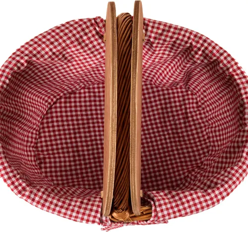 Miniatura 4 de Picnic TIME Coca-Cola Country - Cesta de picnic vintage con tapa, cesta de picnic de mimbre para 2 personas, patrón de cuadros rojos y blancos