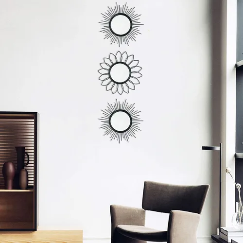 Miniatura 4 de Paquete de 3 espejos metálicos para pared, con diseño de rayos de sol, para decoración del hogar, arte decorativo para colgar en la pared para sala